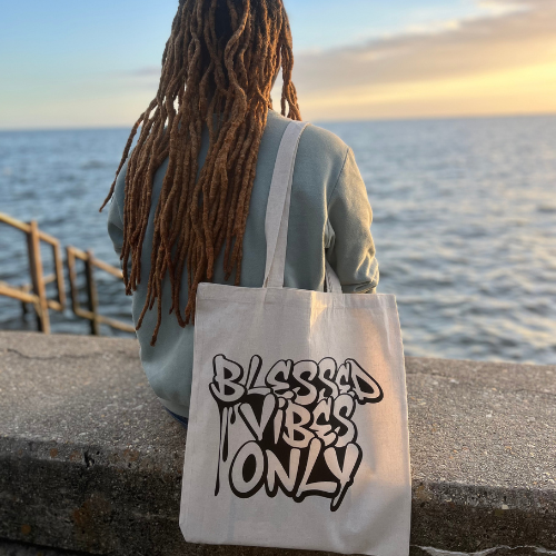 "Blessed Vibes Only" Tote Bag