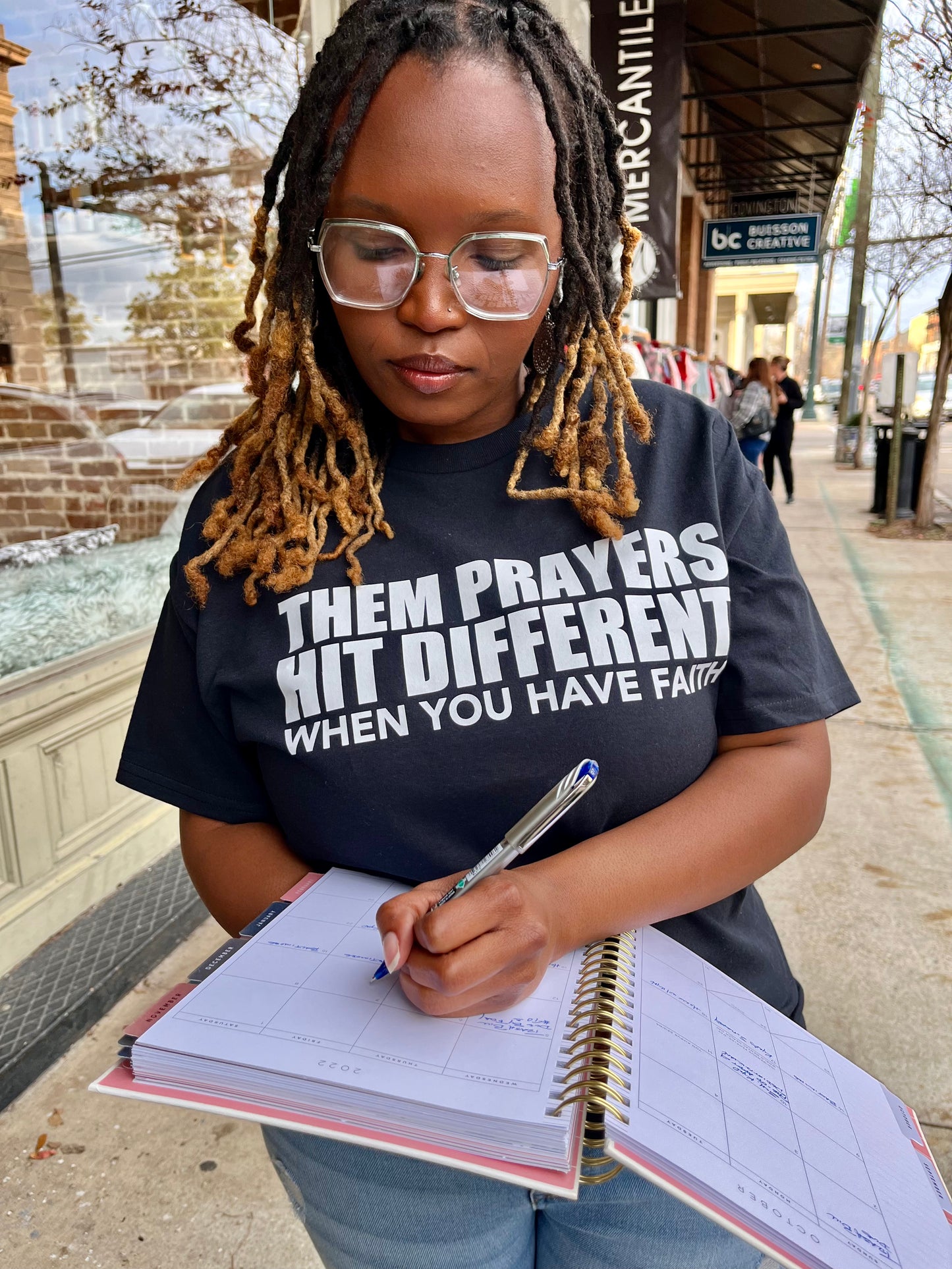 Prayers Hit Different Tee (Black Shirt)