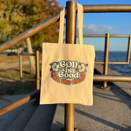 Embroidered style "God is Good" Tote Bag