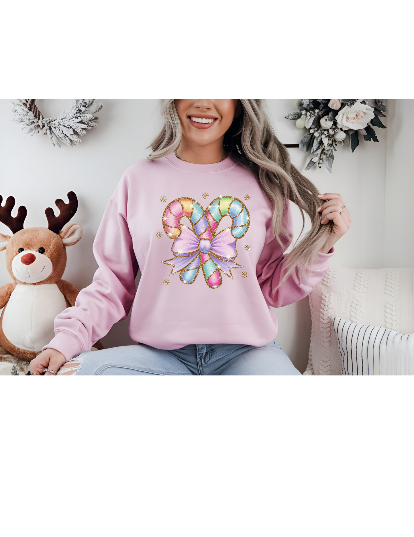 Pretty Pastel Candy Cane Sweatshirt