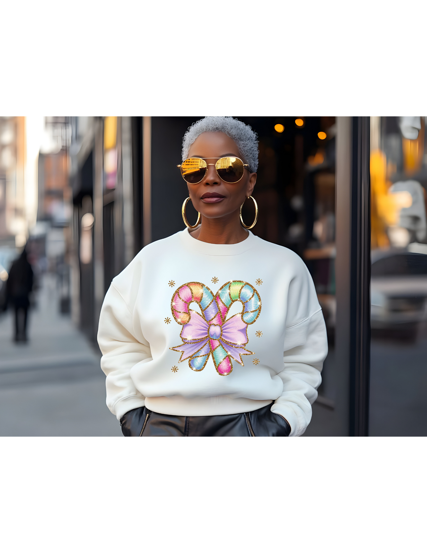 Pretty Pastel Candy Cane Sweatshirt